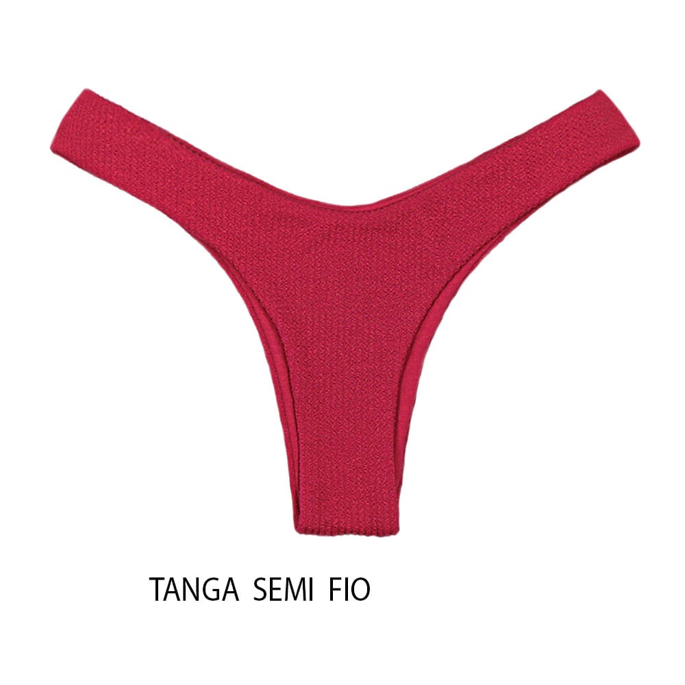 Conjunto de Biquíni Zínia | Top Lua + Tanga Eva | Top Dupla Face com Bojo | Tanga Asa Delta Dupla Face