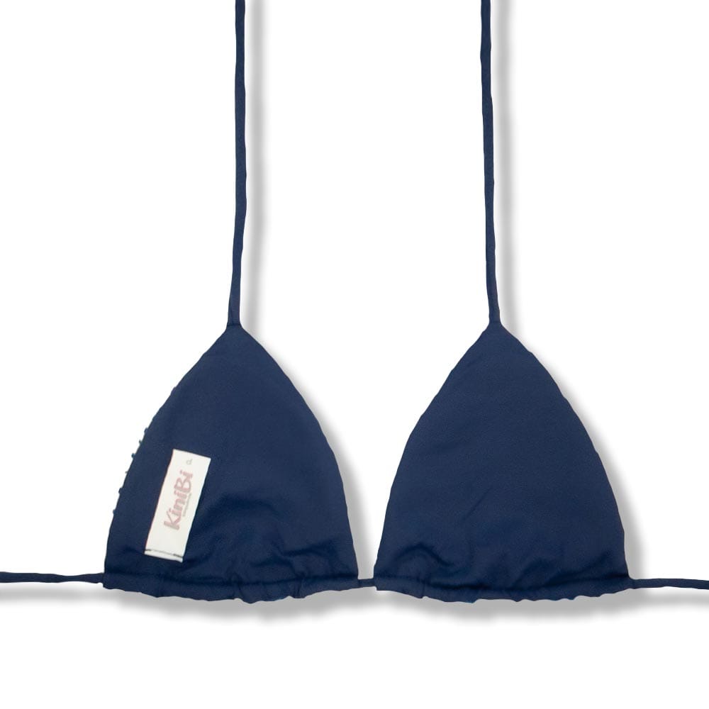 Conjunto de Biquíni Mareia com a Combinação Azul Marinho | Top Lua + Tanga Isa | Top Dupla Face com Bojo | Tanga Tradicional Ripple Dupla Face Empina Bumbum