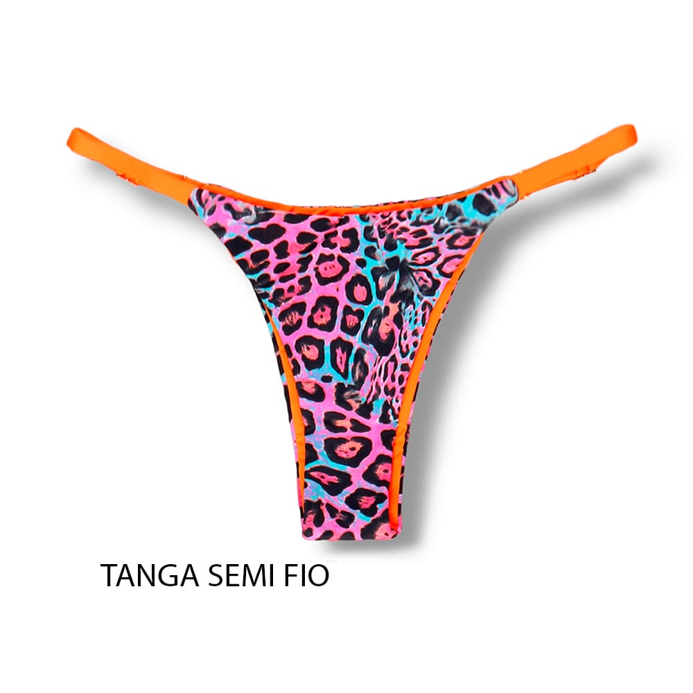 Conjunto de Biquini Animal Print Mescla | Top Jade + Tanga Mia |Tanga para marquinha perfeita com regulador na lateral |Top fixo com regulador na alça e abertura para bojo