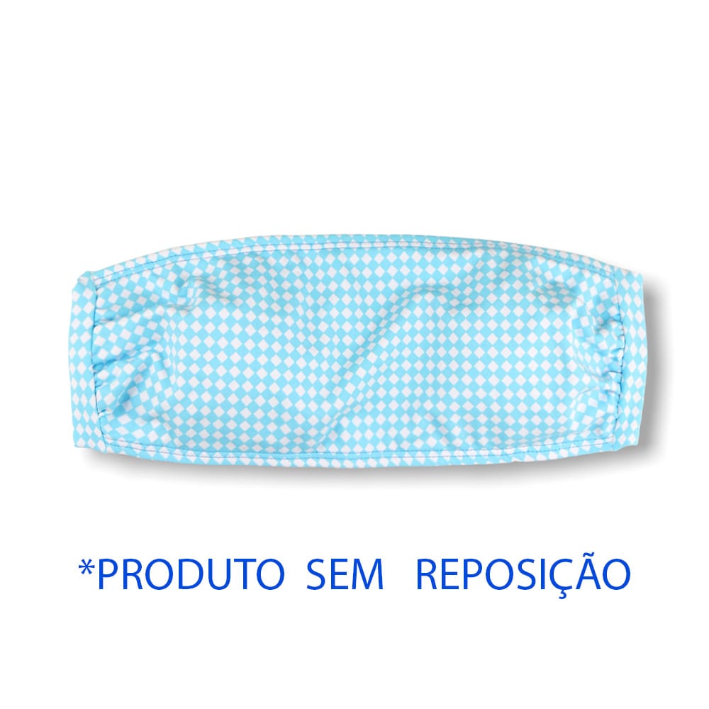 Top Faixa Vichy | Tomara que Caia de Amarrar nas Costas | Biquini Xadrez Azul e Branco | Forrado | Sem Bojo