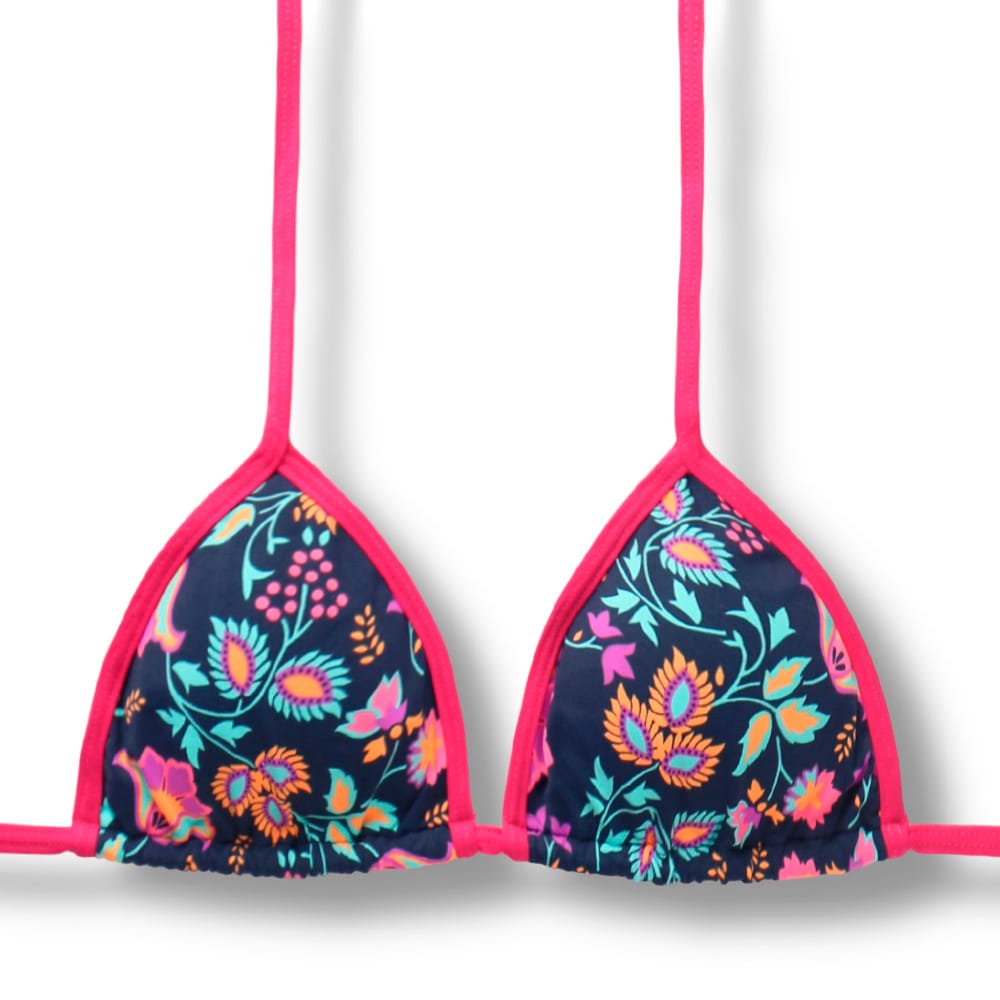 Top Mara Bosque | Detalhes Pink | Cortina com viés | Amarração nas Costas e Pescoço