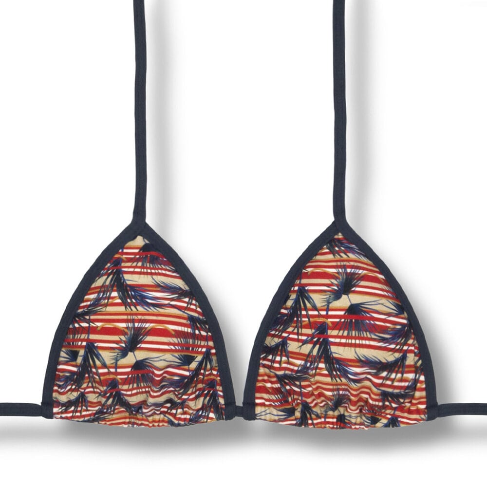 Conjunto de biquíni Folhagem Retrô| Top Mara + Tanga Fany | Top cortininha com abertura para bojo | Tanga fita