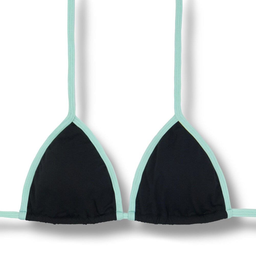 Conjunto Mix Preto e Verde | Top Mara + Tanga Cora | Top Cortininha como Abertura para Bojo | Tanga Dupla Face com Laço Fio Dental. (Cópia)